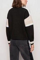 Sanctuary Sporty Stripe Crewneck Sweater in Black Multi - Viva Diva Boutique