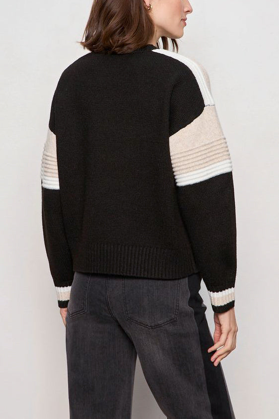 Sanctuary Sporty Stripe Crewneck Sweater in Black Multi - Viva Diva Boutique