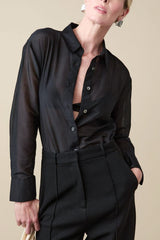 Soldout.nyc The Sheer Silk Shirt in Black