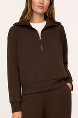 Spanx Air Essentials Half Zip Sweatshirt in Umber Root