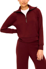 Spanx Air Essentials Half Zip Sweatshirt in Vino