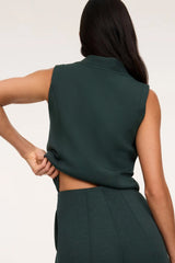 Spanx Shawl Collar Half Zip Jumpsuit in Night Forest Heather