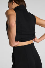 Spanx Shawl Collar Half Zip Jumpsuit in Very Black - Viva Diva Boutique