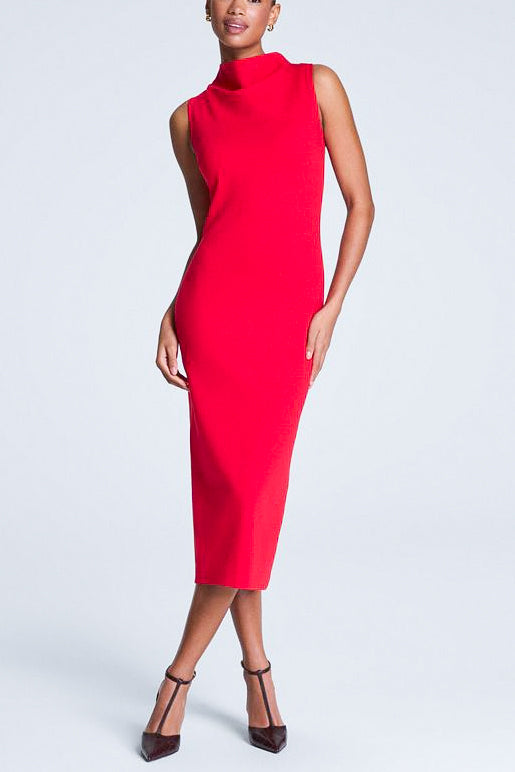 Spanx Sleeveless T-Neck Midi Dress in Red - Viva Diva Boutique