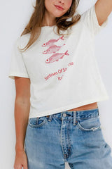 Sunny Somewhere Sardines of Sardinia Tee in Off White