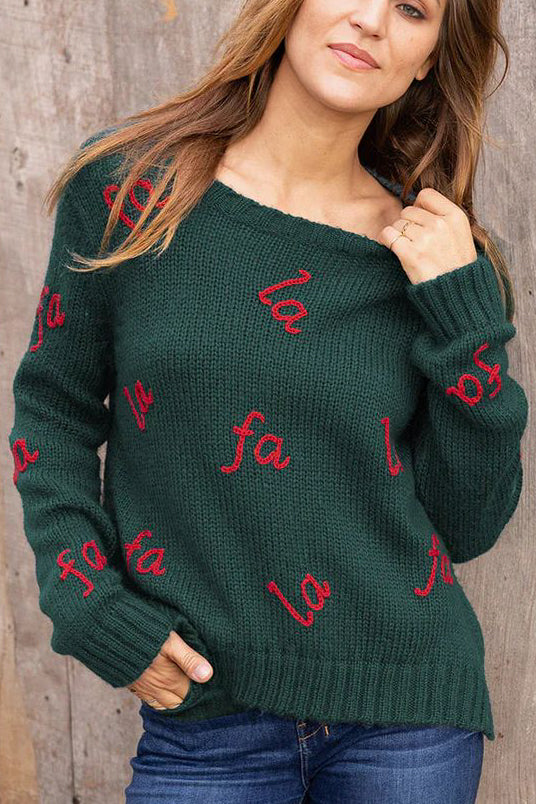 Wooden Ships Fa La La Embroidered Crew in Glasgow/Ginger - Viva Diva Boutique