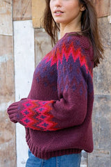 Wooden Ships Jaxon Fair Isle Raglan in Velvety Plum Multi - Viva Diva Boutique