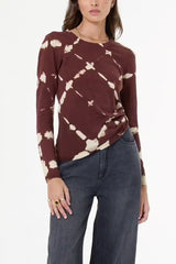 YFB Nell Knit Crew Neck in Sepia Shibori Wash