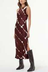 YFB Quinta Midi Dress in Sepia Shibori Wash