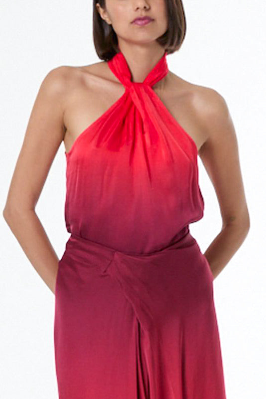YFB Rory Halter Top in Dark Ruby Ombre - Viva Diva Boutique