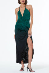 YFB Siren Jersey Slip Dress in Rainforest Black Ombré