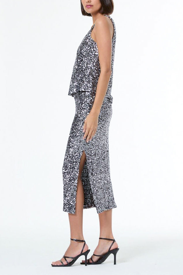 YFB Tyla Midi Skirt in Silver - Viva Diva Boutique