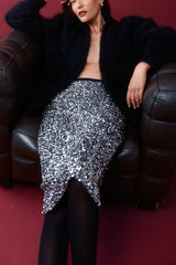 YFB Tyla Midi Skirt in Silver - Viva Diva Boutique