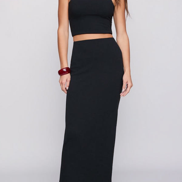 side slit rib top(BLACK) 完売品 Z Supply Ainslie Midi Skirt in Black– Viva Diva Boutique