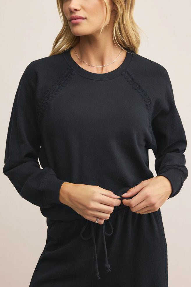 Z Supply All Around Sweatshirt in Black - Viva Diva Boutique
