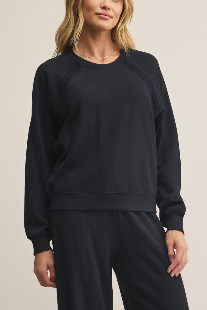 Z Supply All Around Sweatshirt in Black - Viva Diva Boutique