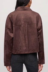 Z Supply All Day Cropped Suede Jacket in Dark Chocolate