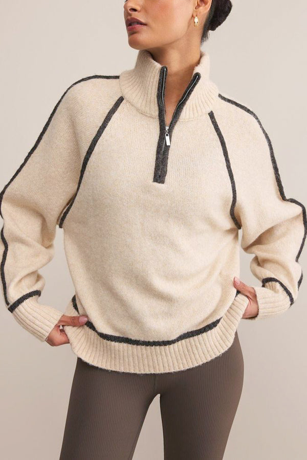 Z Supply Alps Half Zip Sweater in Light Oatmeal Heather