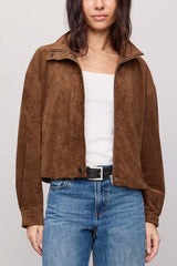 Z Supply Corbin Bubble Hem Jacket in Saddle Suede