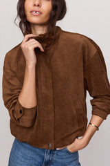 Z Supply Corbin Bubble Hem Jacket in Saddle Suede