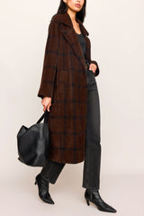 Z Supply Crosby Plaid Cocoon Coat in Dark Chocolate