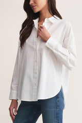 Z Supply Elevated Poplin Shirt in White - Viva Diva Boutique