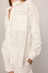 Z Supply Elise Knit Eyelet Button Up in White