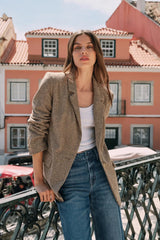 Z Supply Evan Check Blazer in Dark Chocolate