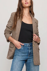 Z Supply Evan Check Blazer in Dark Chocolate