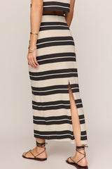 Z Supply Gail Striped Jersey Midi Skirt in Ash Black