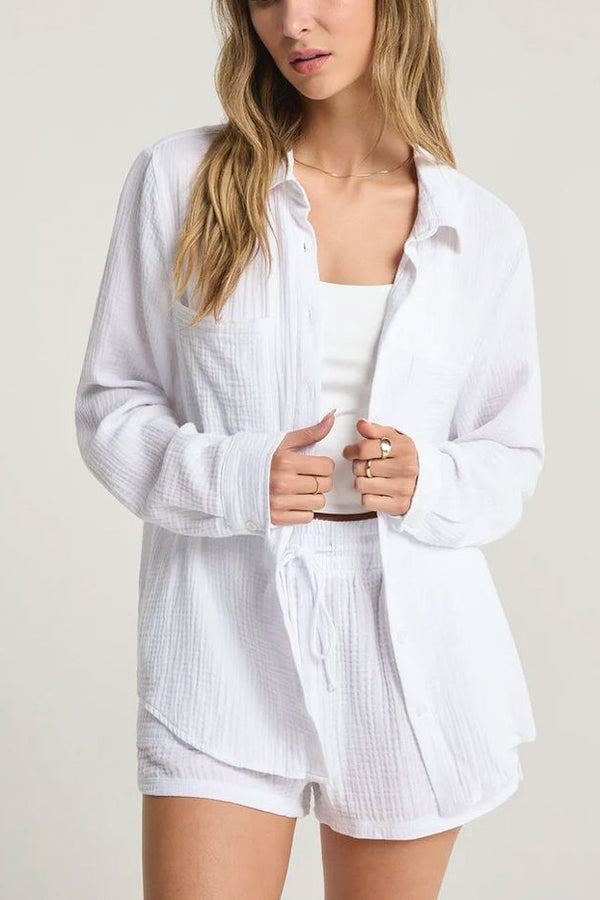 Z Supply Kaili Button Up Shirt in Gauze - Viva Diva Boutique