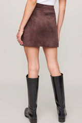 Z Supply Perri Faux Suede Mini Skirt in Dark Chocolate