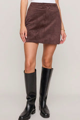 Z Supply Perri Faux Suede Mini Skirt in Dark Chocolate