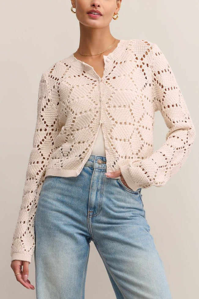 Z Supply Rosalyn Sweater Cardigan in Crystal - Viva Diva Boutique