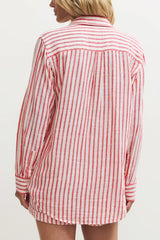Z Supply Saturdays Stripe Shirt in Crimson Crush - Viva Diva Boutique