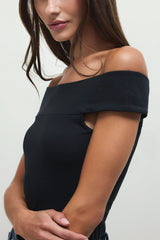 Z Supply Second Skin Off The Shoulder Top in Black
