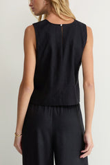 Z Supply Sloane Linen Top in Black - Viva Diva Boutique