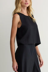 Z Supply Sloane Linen Top in Black - Viva Diva Boutique