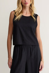 Z Supply Sloane Linen Top in Black - Viva Diva Boutique