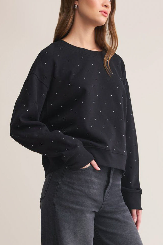 Z Supply Sparkle Crew Neck Sweatshirt in Black