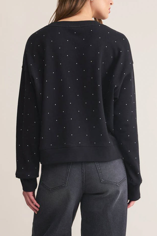 Z Supply Sparkle Crew Neck Sweatshirt in Black