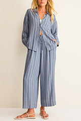 Z Supply The Perfect Striped Button Up in Indigo - Viva Diva Boutique